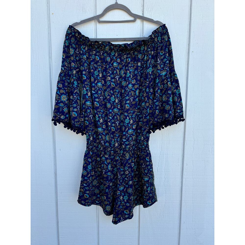 Raga Anthropologie Floral Romper,‎ Flared Sleeves, Off The Shoulder, Sz XS